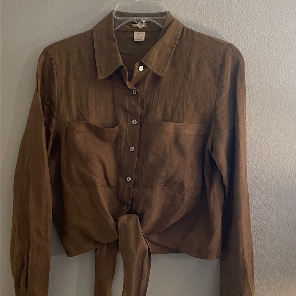 Magaschoni Tan Linen Top